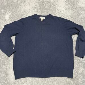 Paulo mondo Sweater Mens Large Cashmere V Neck Blue  ***
